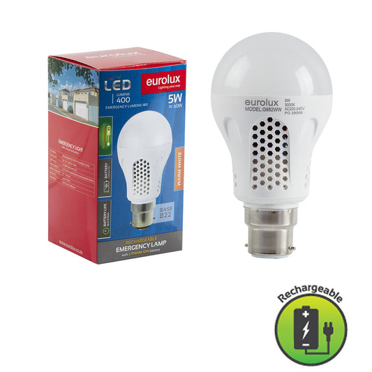 Eurolux B22 5W Rechargeable LED (Warm White)